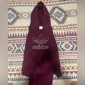 Addias burgundy cropped hoodie